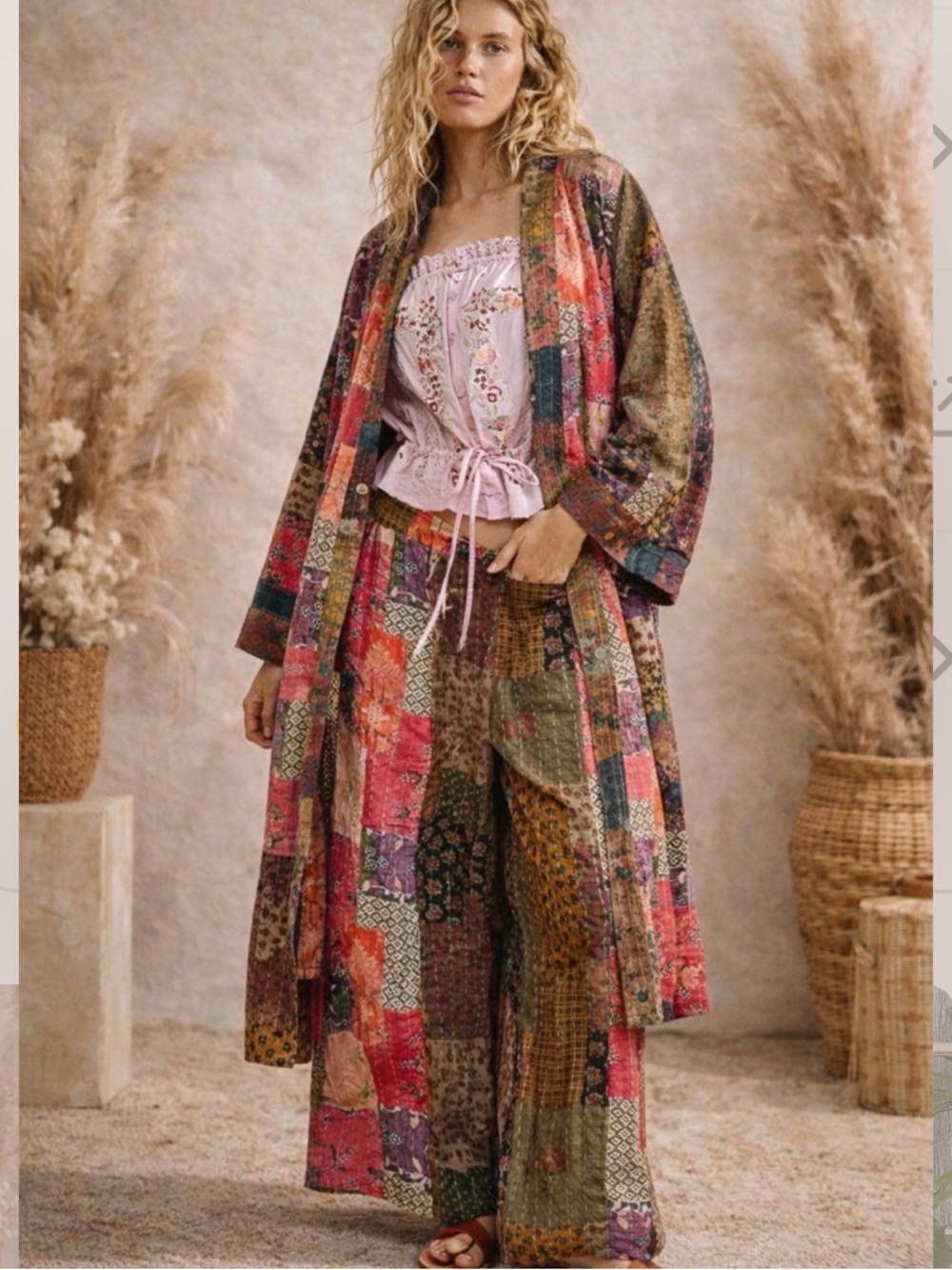 POL Floral-Print Kimono and Pant Set NWOT